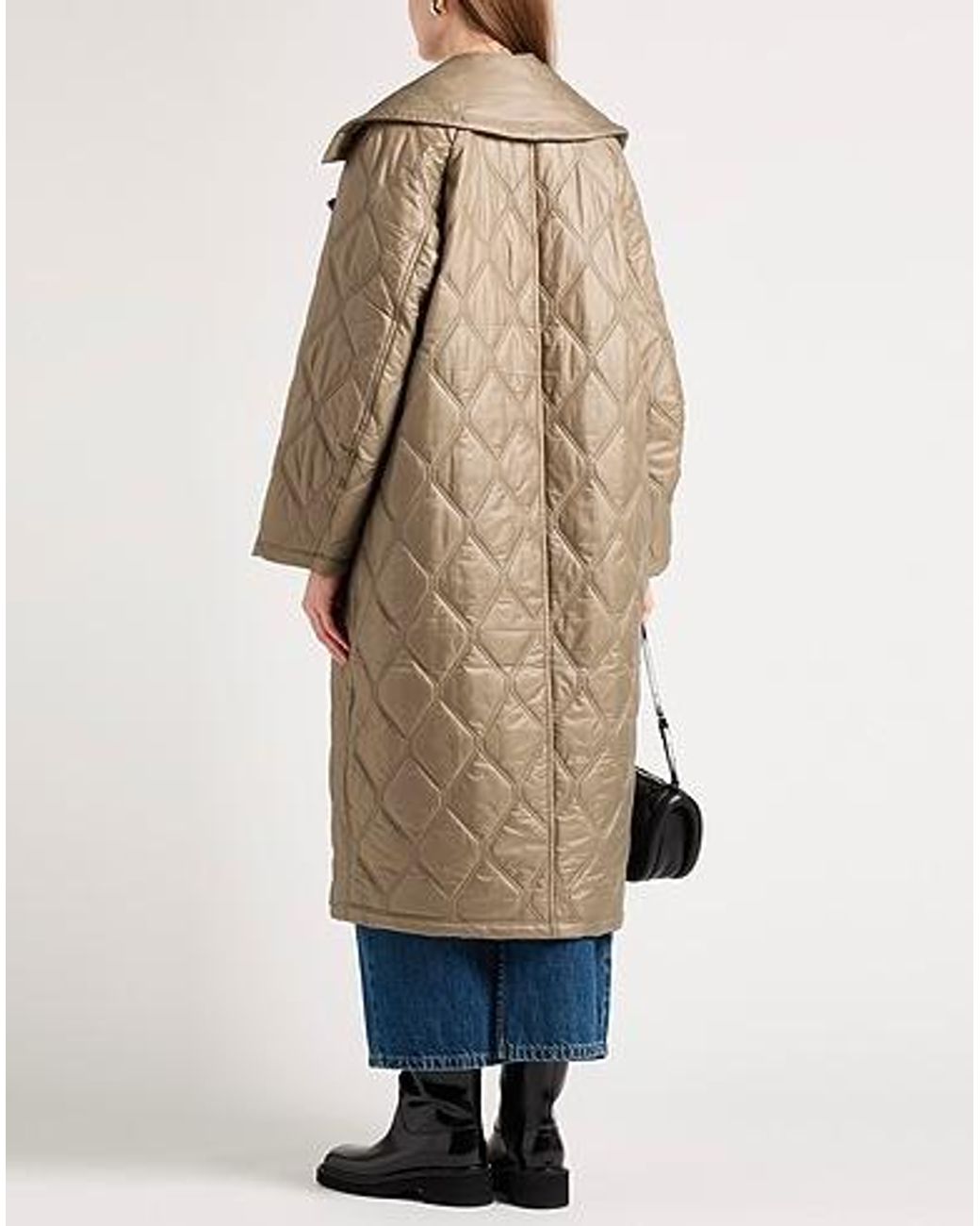Ganni Gray Thickened Long Trench Coat