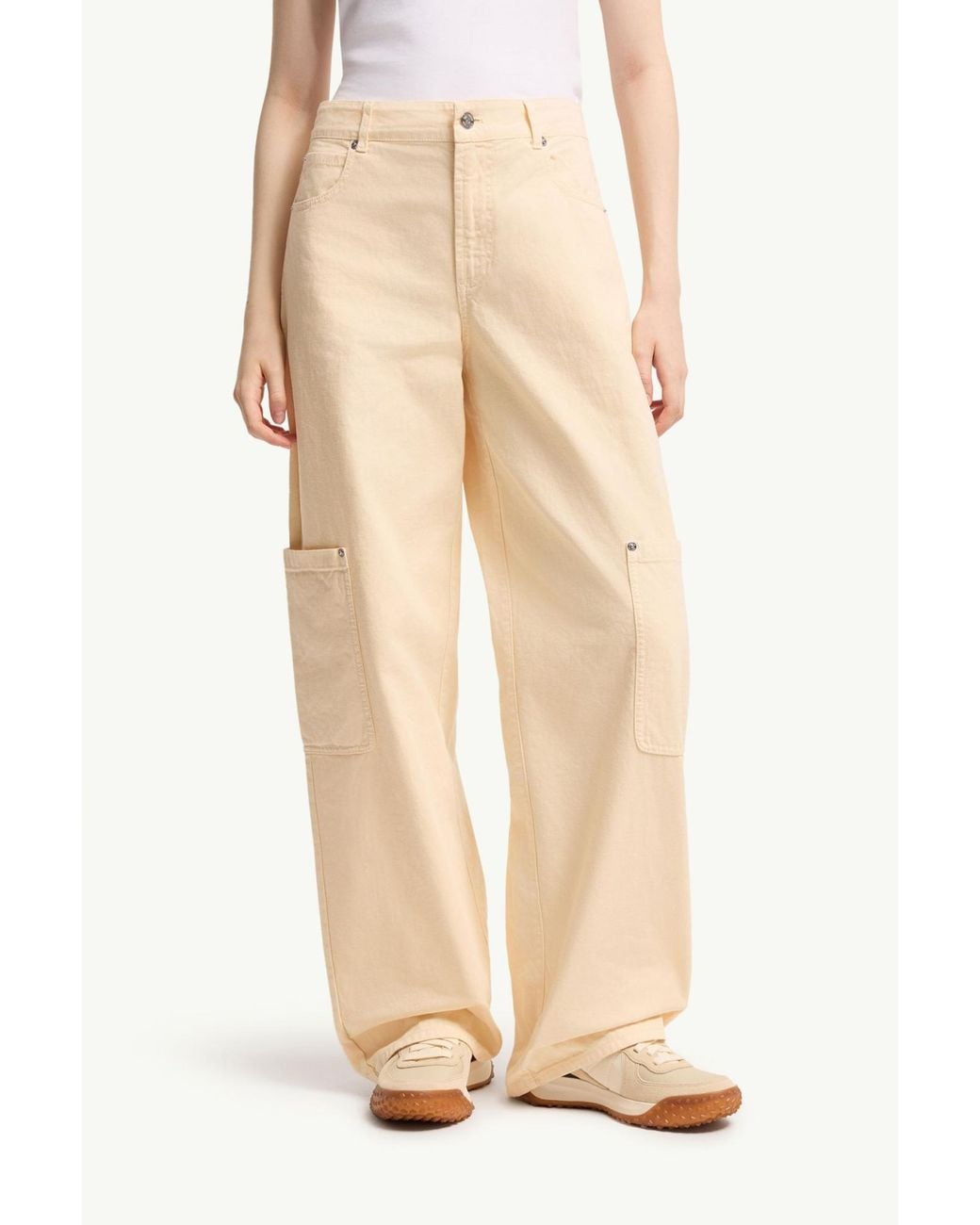 Moncler Natural Canvas Cargo Pants