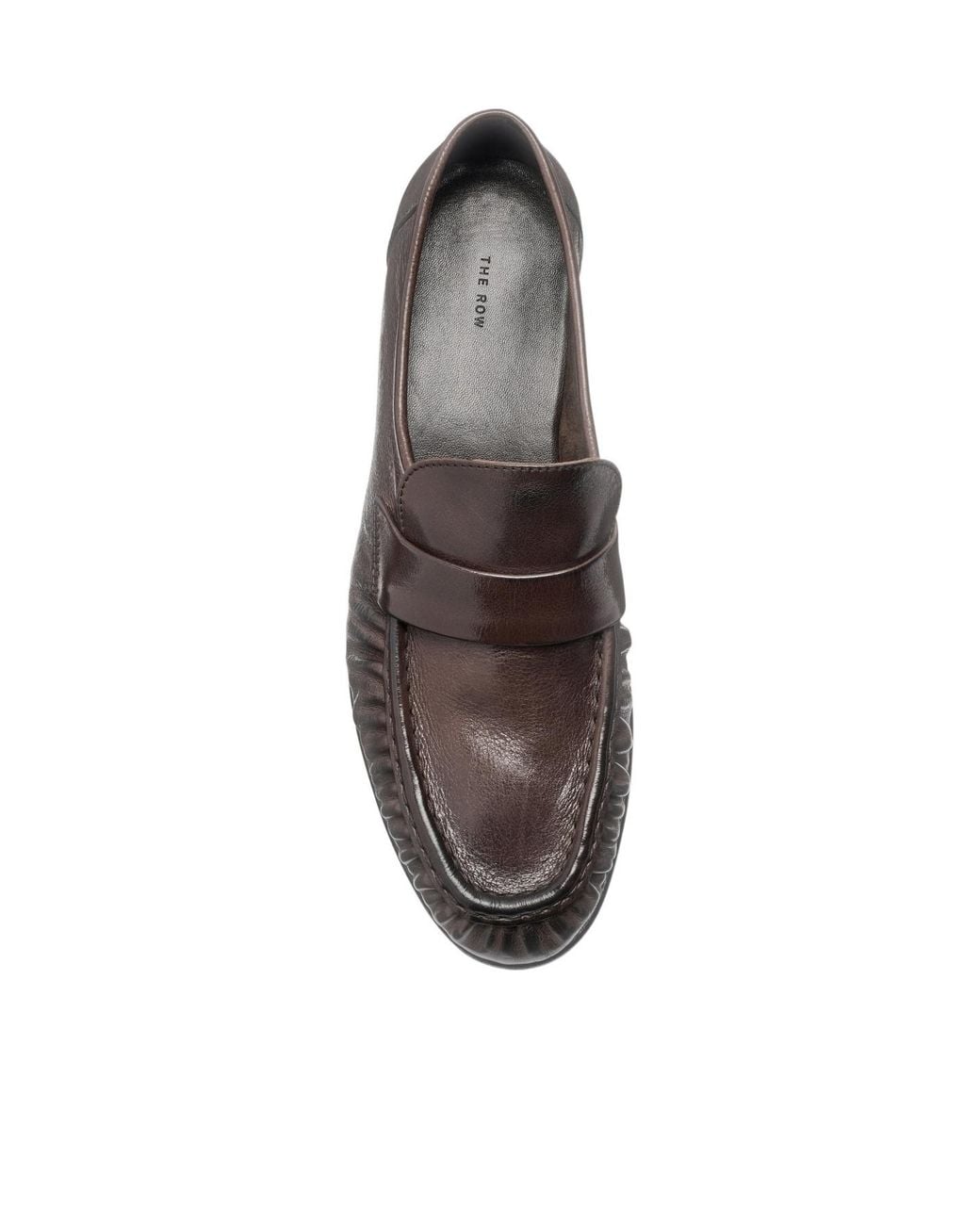 The Row Brown Pleated Penny Flat Shoes