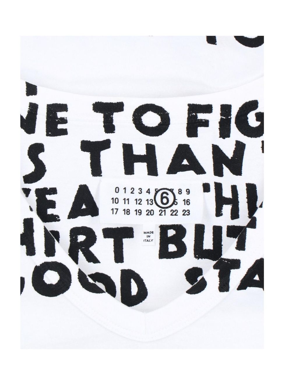MM6 by Maison Margiela White V-Neck Sida T-Shirt