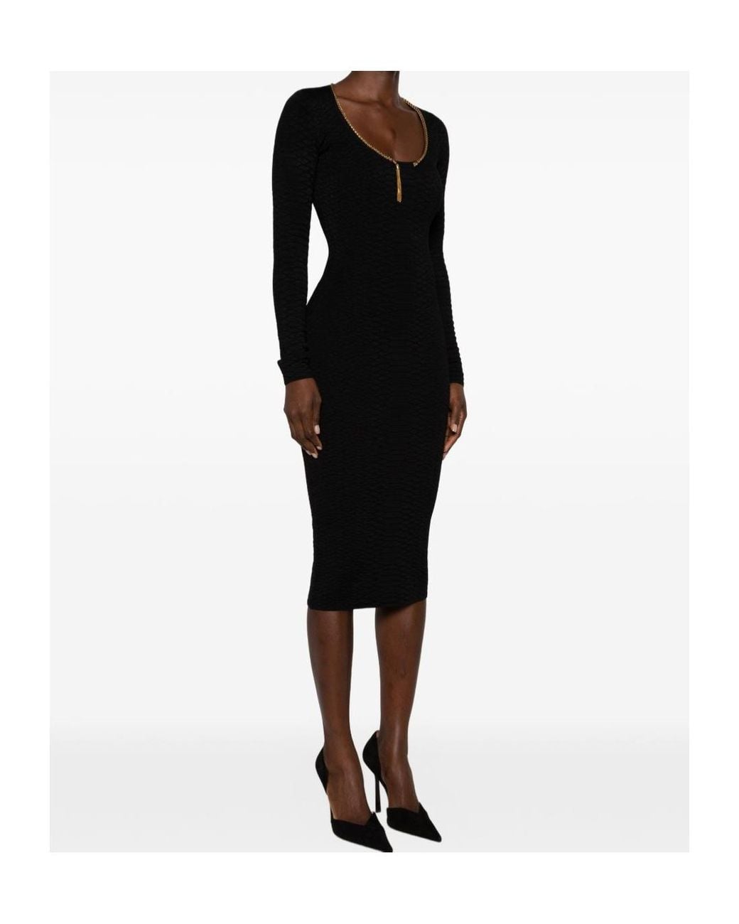 Elisabetta Franchi Black Snake-Print Knit Dress