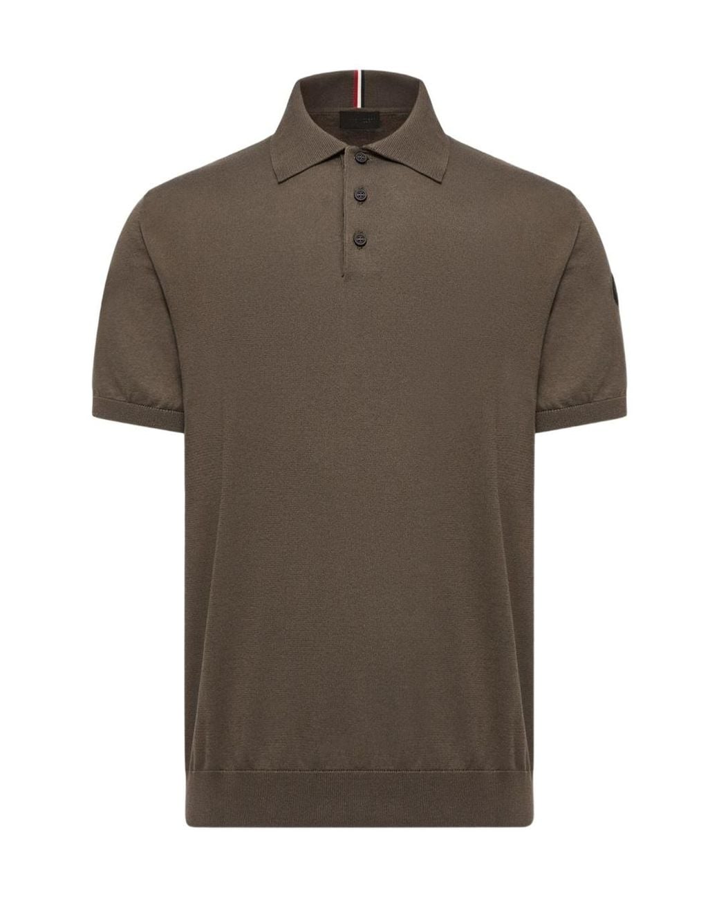 Moncler Brown Logo Cotton Knit Polo for men