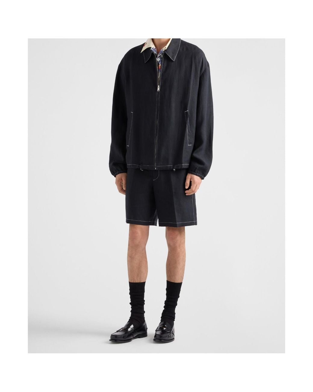 Prada Blue Cotton Blouson Jacket for men