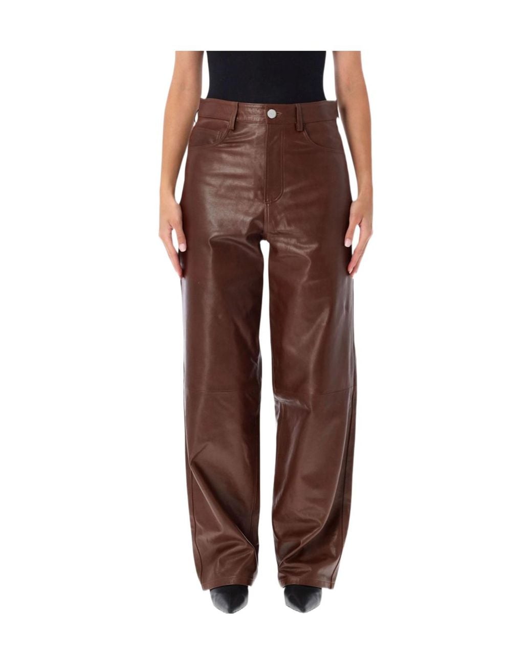 Rohe Red Wide-Leg Leather Pants