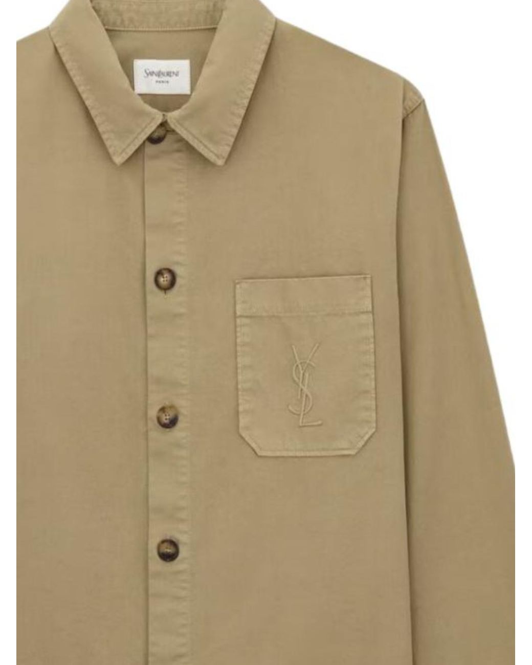 Saint Laurent Natural Cassandre Button-Up Overshirt for men