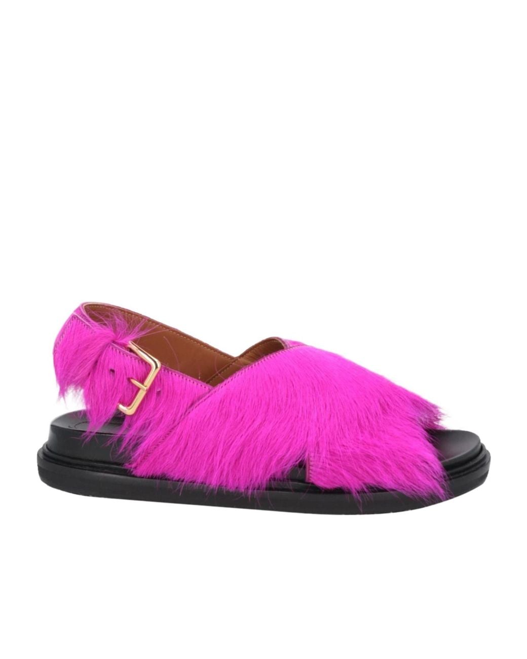 Marni Purple Solid Color Leather Slingback Sandals