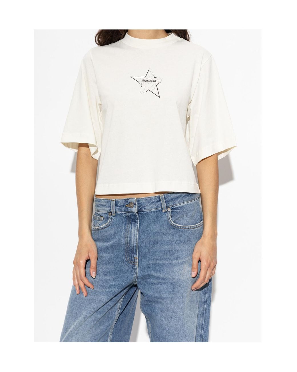 Palm Angels White Crew-Neck T-Shirt