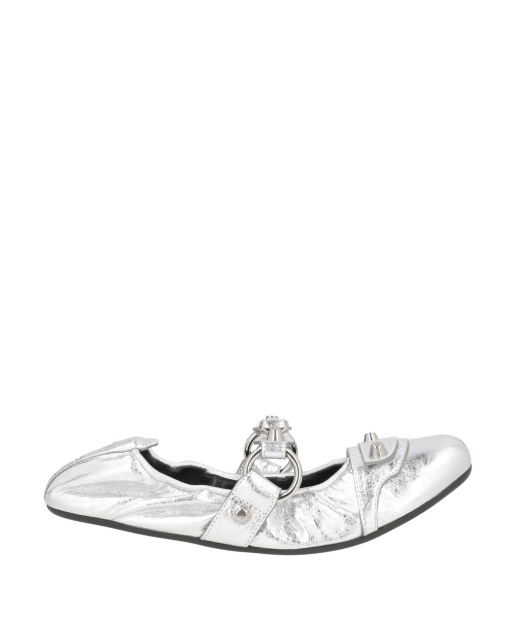 Balenciaga White Metallic Mary Jane Flats