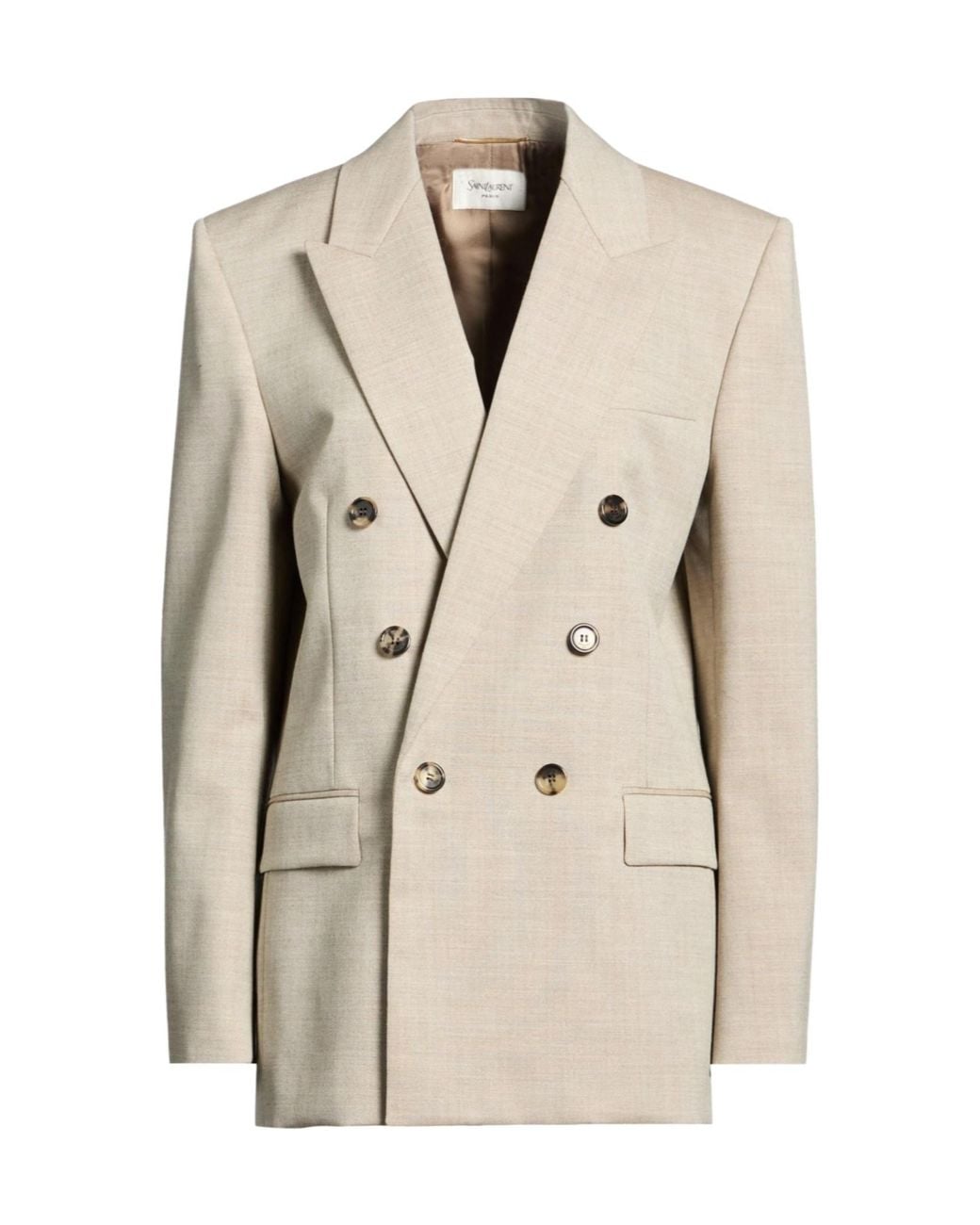Saint Laurent Natural Double-Breasted Suit Jacket