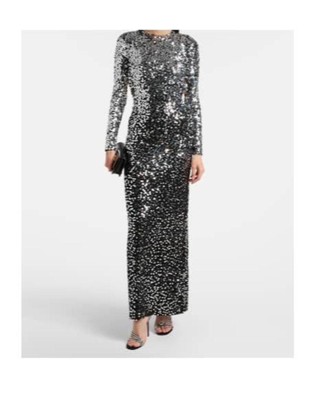 Rabanne Black Sequined Open-Back Jersey Gown