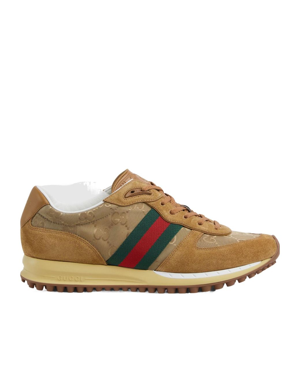 Gucci Brown Panelled Lace-Up Sneakers for men