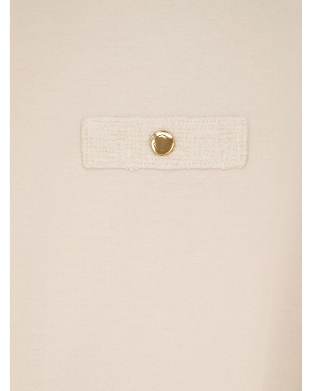 Moncler Natural Button Detailed Crewneck T-Shirt