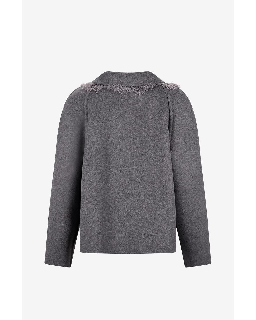 Fabiana Filippi Gray Short Double-Breasted Wool-Cashmere Blend Coat