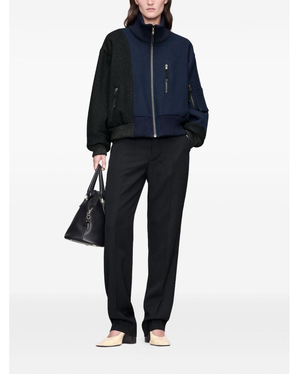 Maison Margiela Blue Spliced Two-Tone Bomber Jacket