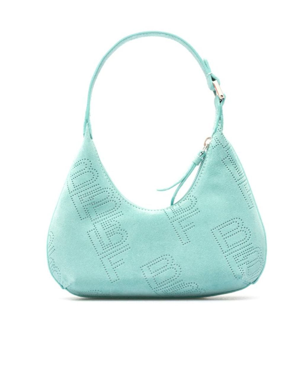 By Far Blue Amber Logo Detailed Zip-Up Shoulder Bag