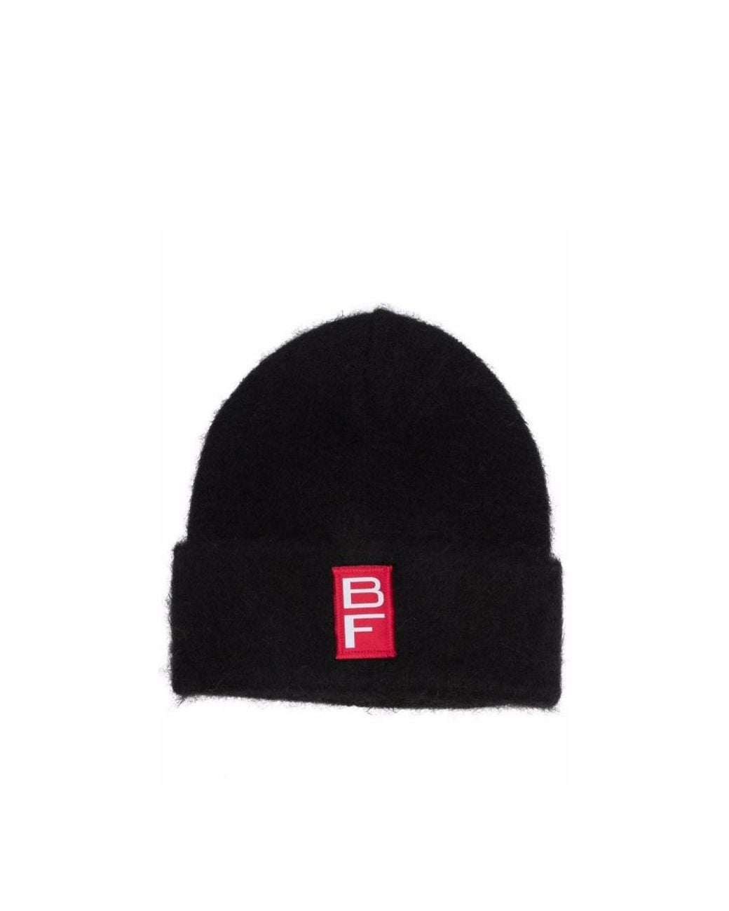 By Far Black Logo Patch Knit Beanie