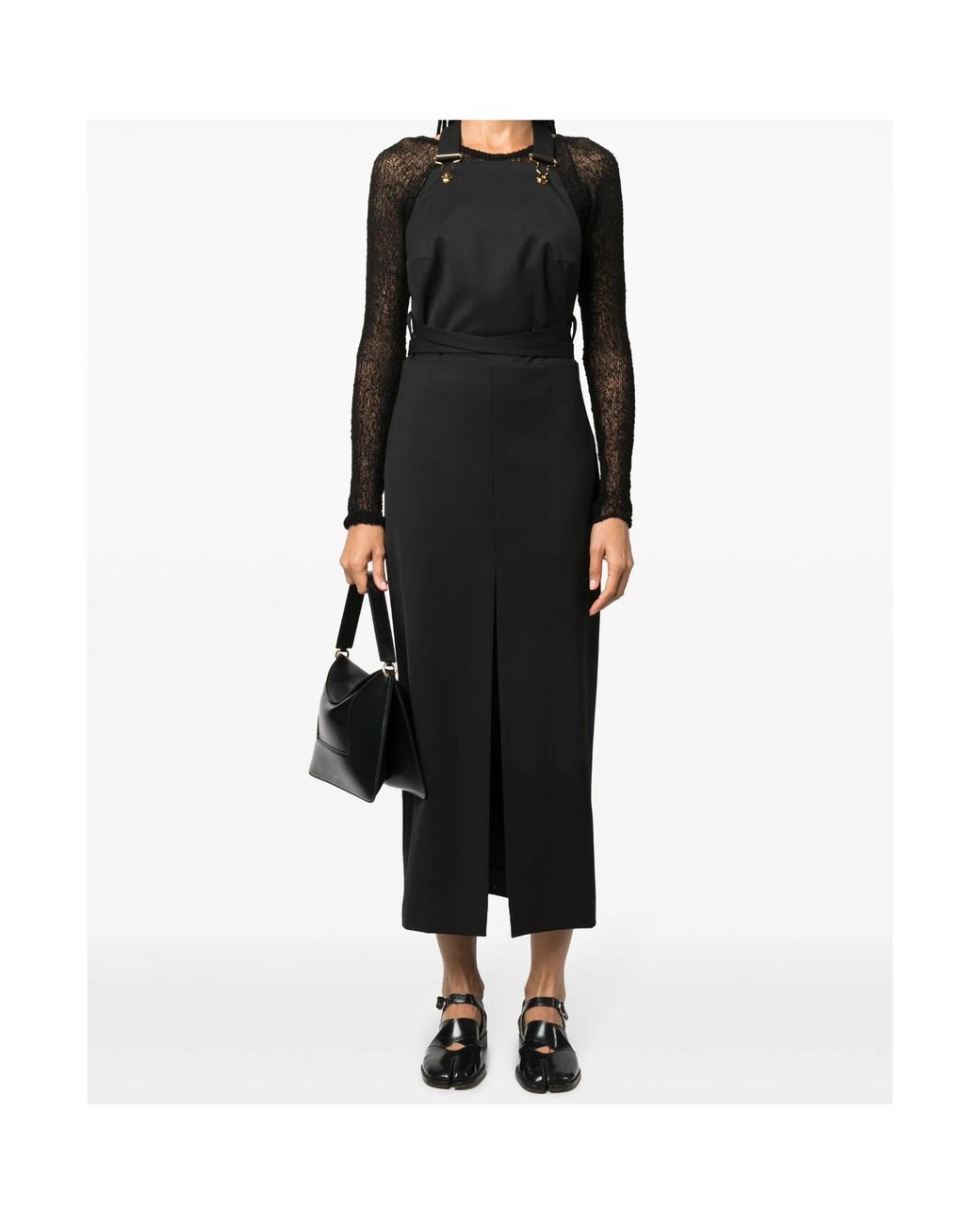 Patou Black Cut-Out Sleeveless Pinafore Dress