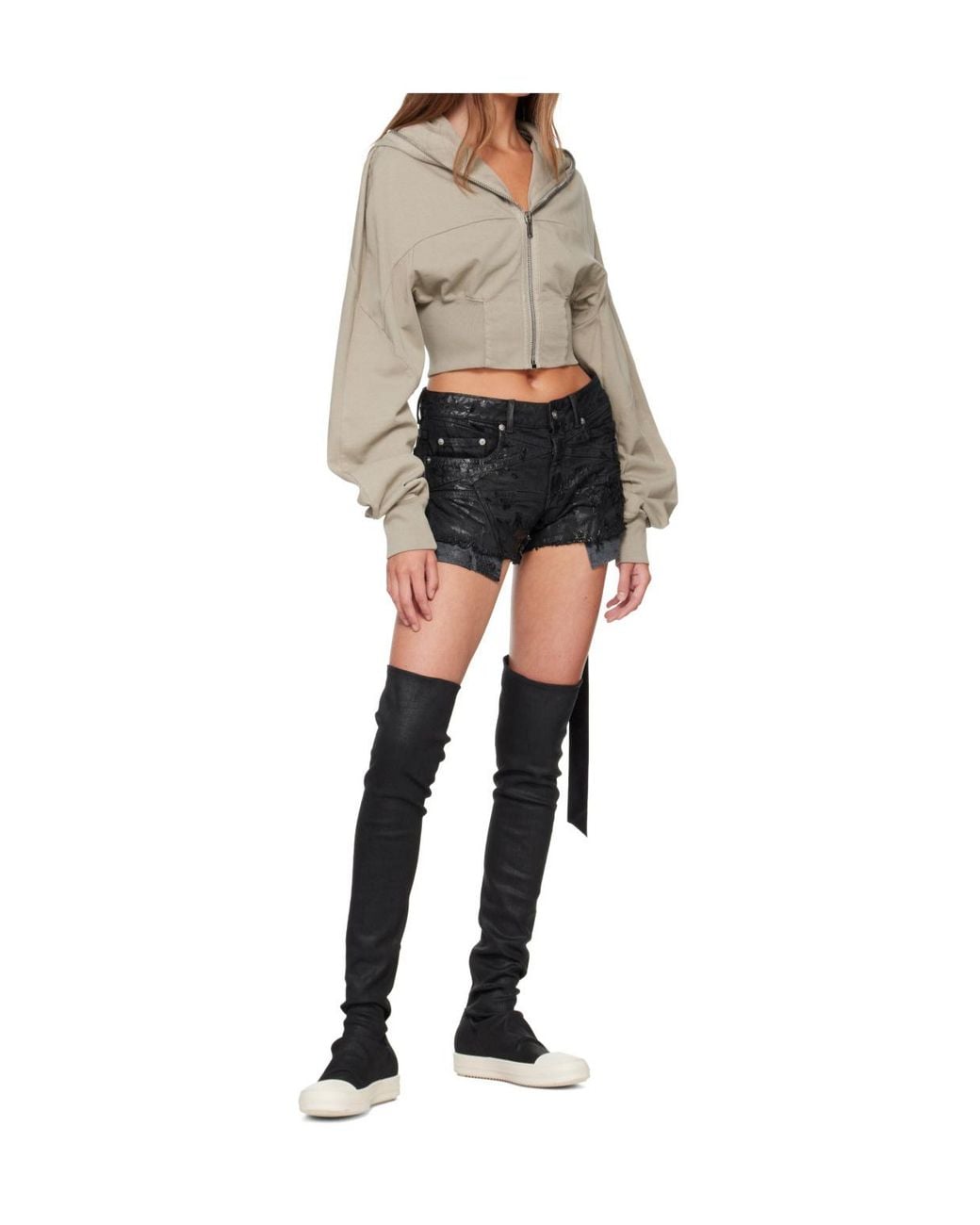 Rick Owens Gray Zip-Up Hoodie