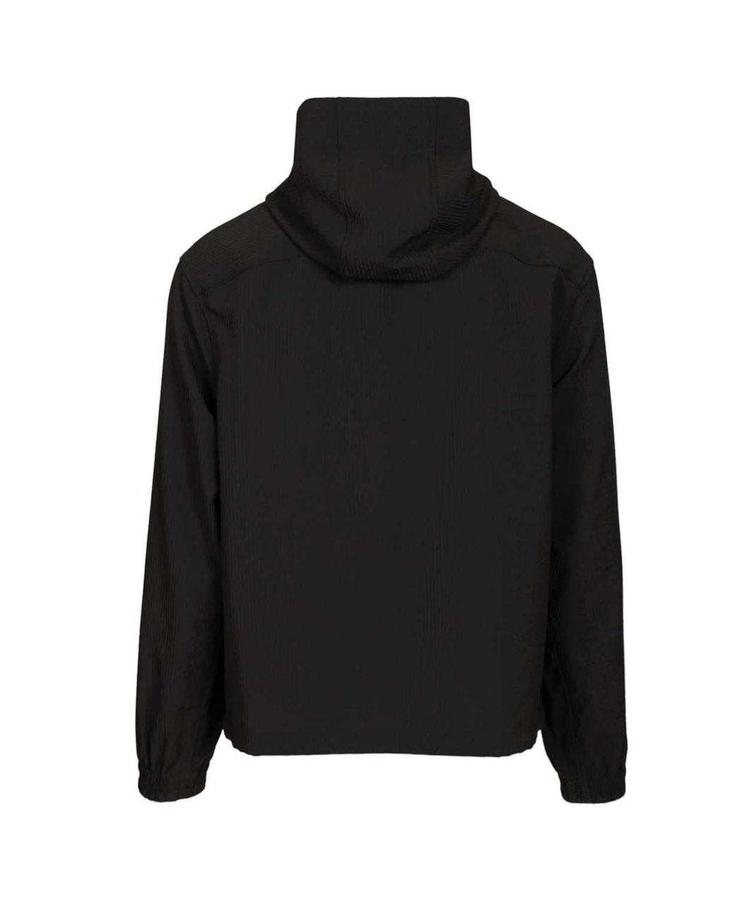 Emporio Armani Black Seersucker Hooded Zip Jacket for men