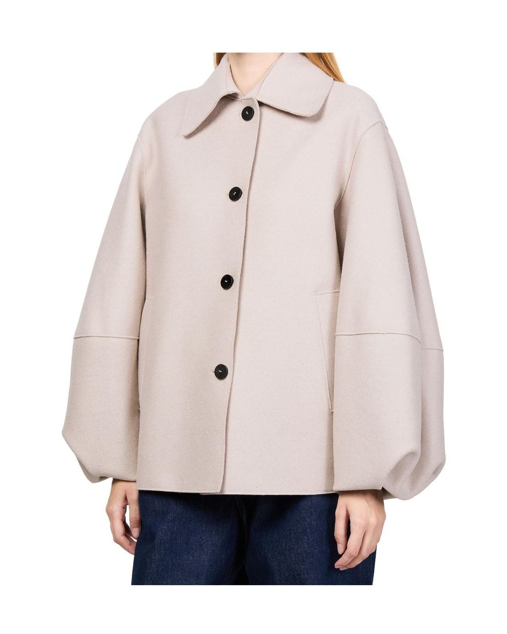 Harris Wharf London Natural Puff-Sleeved Jacket