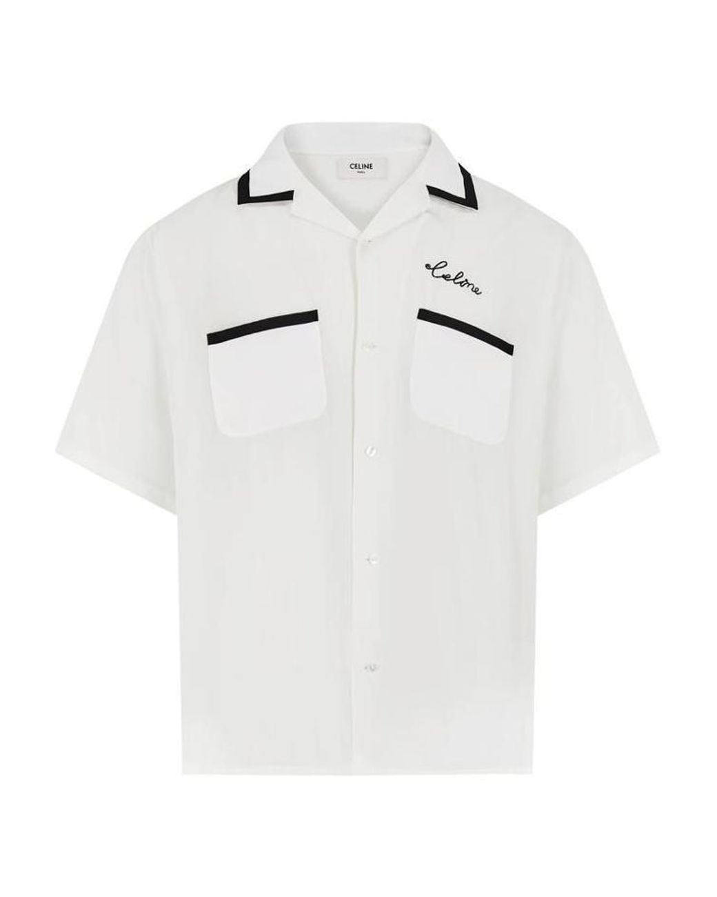 Celine Viscose Fiber Bowling Shirt in White for Men | Lyst