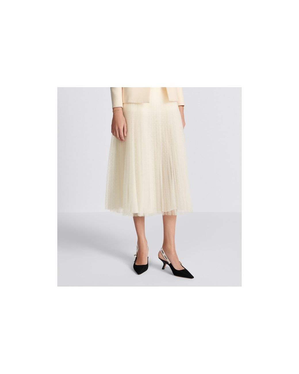 Dior White Mid-Length Pleated Skirt