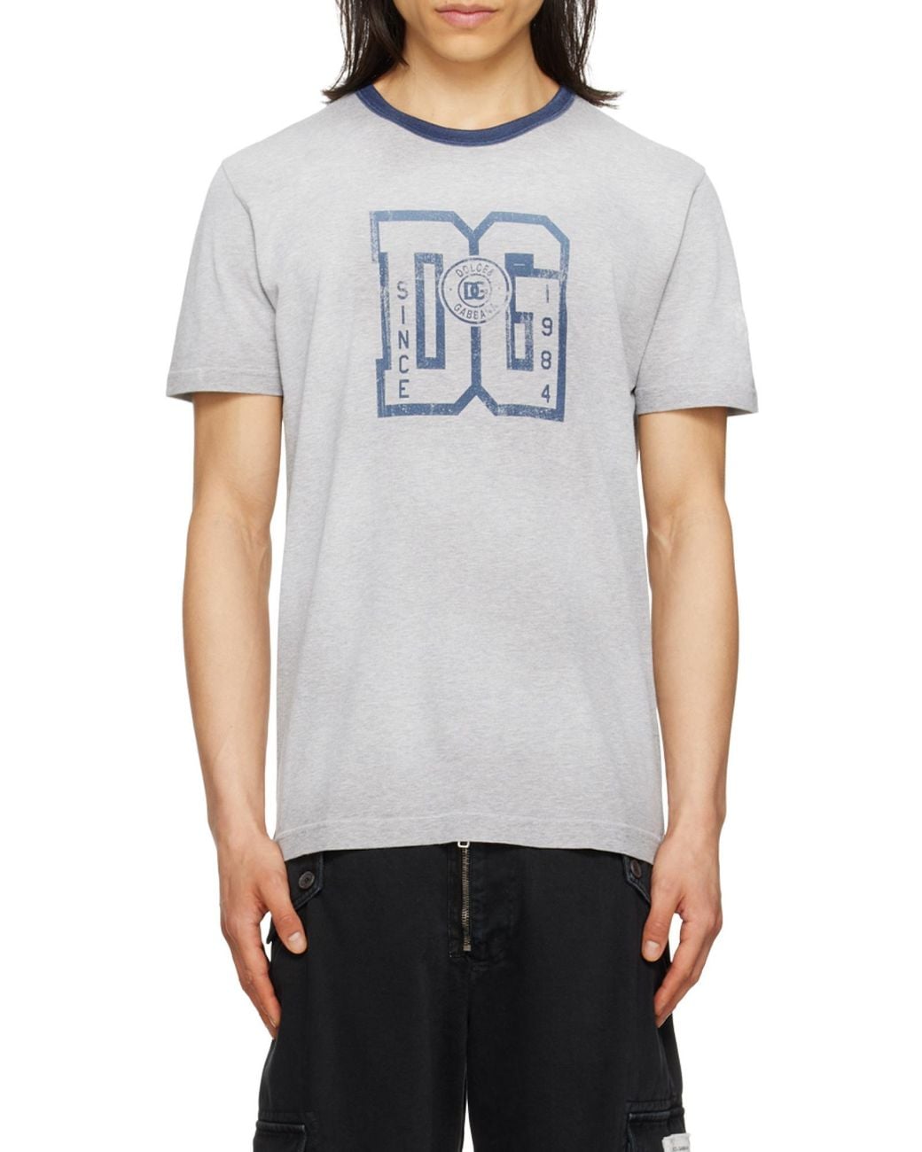 Dolce & Gabbana White Logo-Printed Short-Sleeved T-Shirt for men