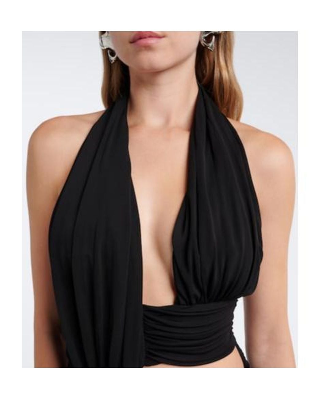 Christopher Esber Black Draped Halterneck Jersey Gown