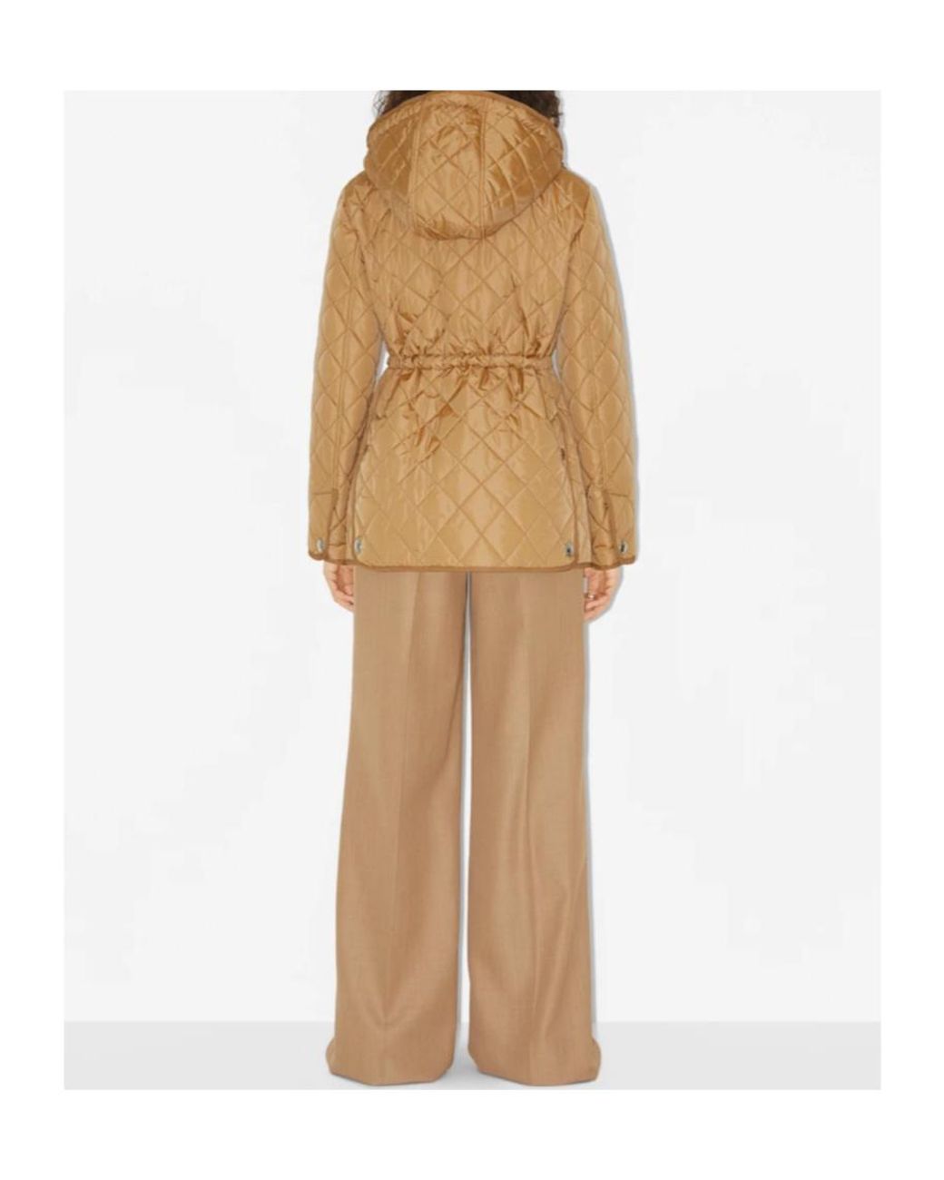 Burberry Natural Diamond-Quilted Drawstring Waist Hooded Jacket