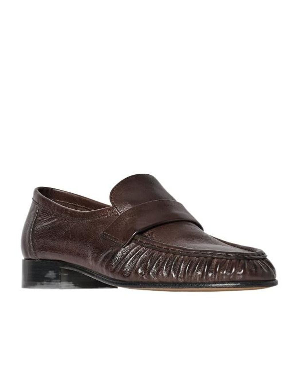 The Row Brown Pleated Penny Flat Shoes