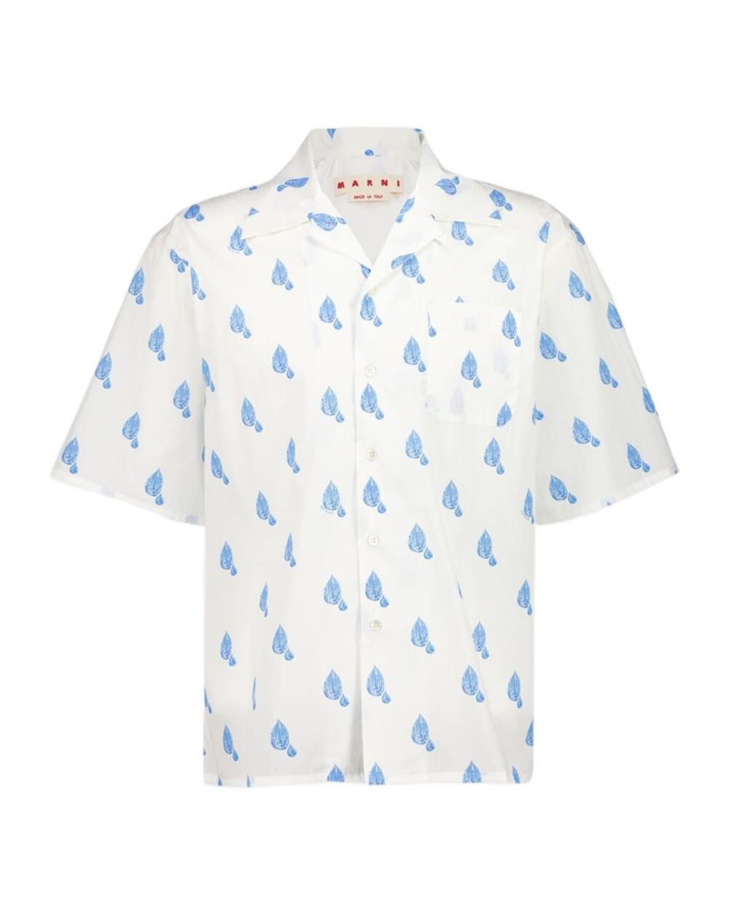 Marni Blue Printed Short-Sleeves Shirt for men