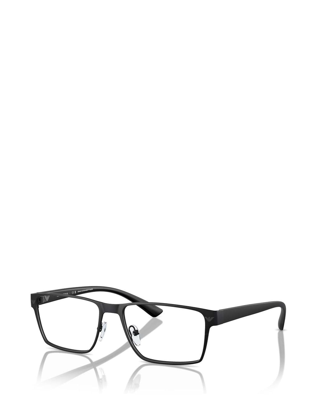 Emporio Armani Metallic Matte Effect Rectangular Frame Glasses for men