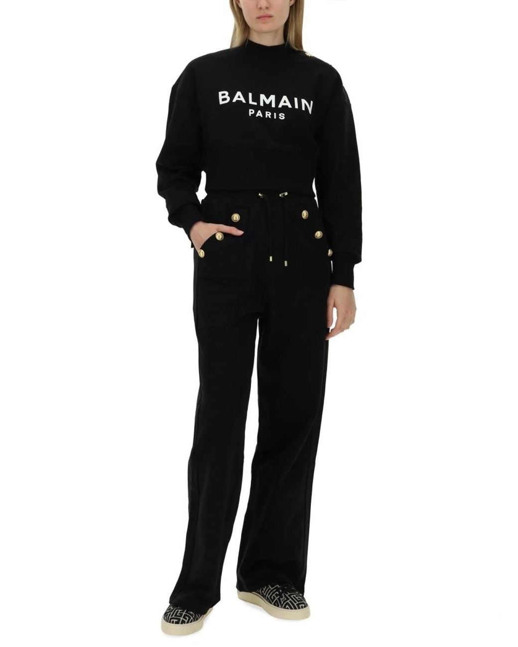 Balmain Black Loose-Fitting Buttoned Joggers