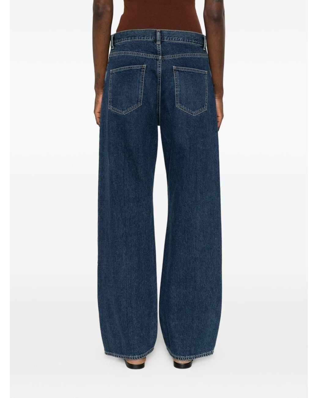 The Row Blue High-Waisted Wide-Leg Denim Jeans