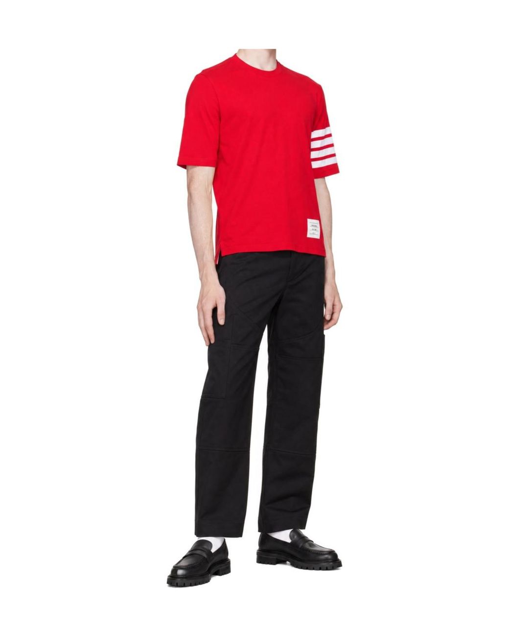 Thom Browne Red Jersey 4-Bar Short Sleeve T-Shirt for men