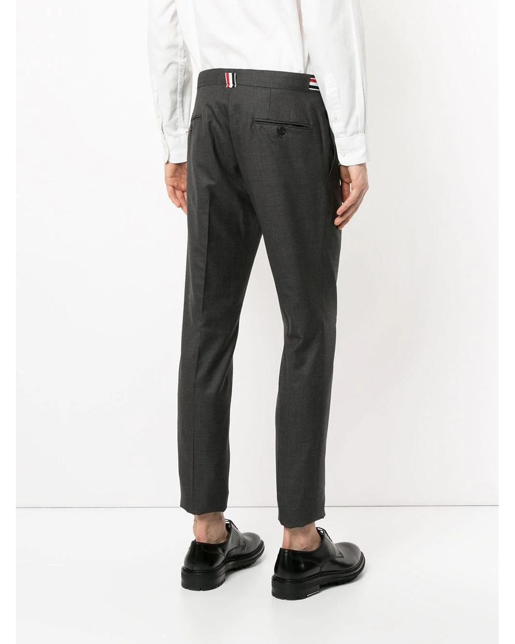 Thom Browne Gray Low Rise Skinny Side Tab Trouser for men