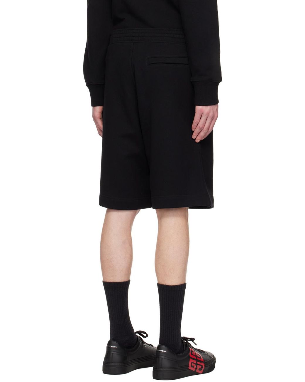 Givenchy Black Logo Printed Drawstring Shorts for men