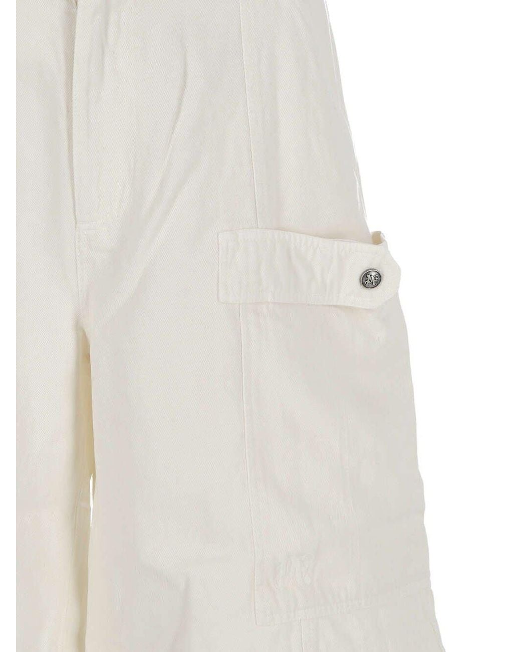 Palm Angels White Cargo Shorts for men