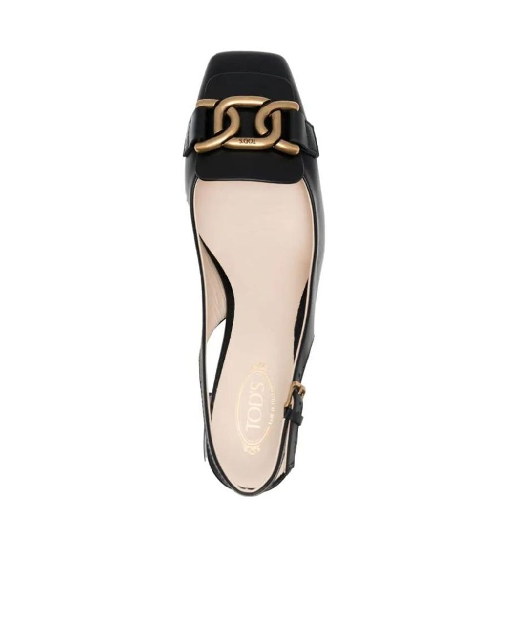 Tod's Black Kate Logo Plaque Slingback Pumps