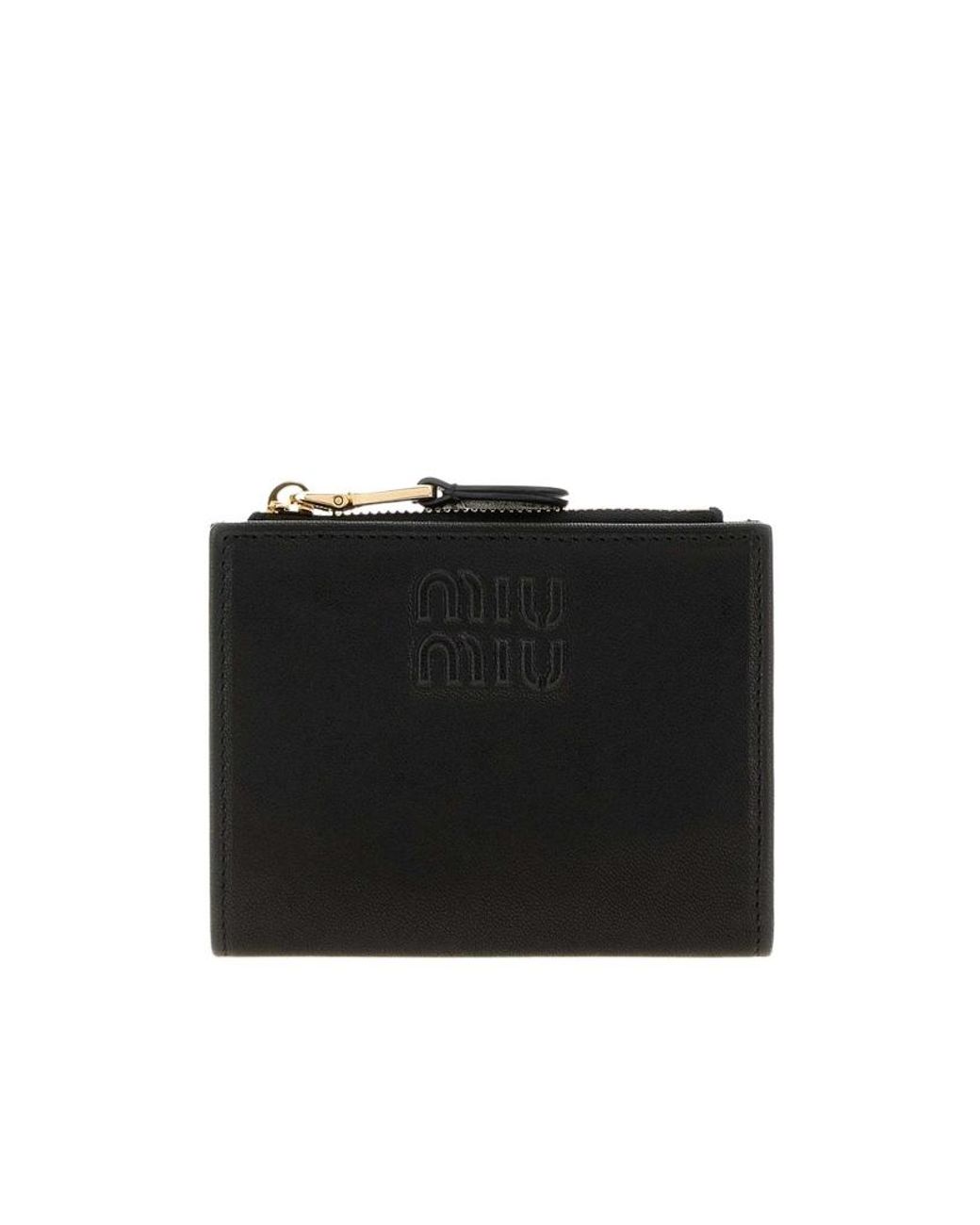 Miu Miu Black Logo-Embossed Zip-Fastening Wallet