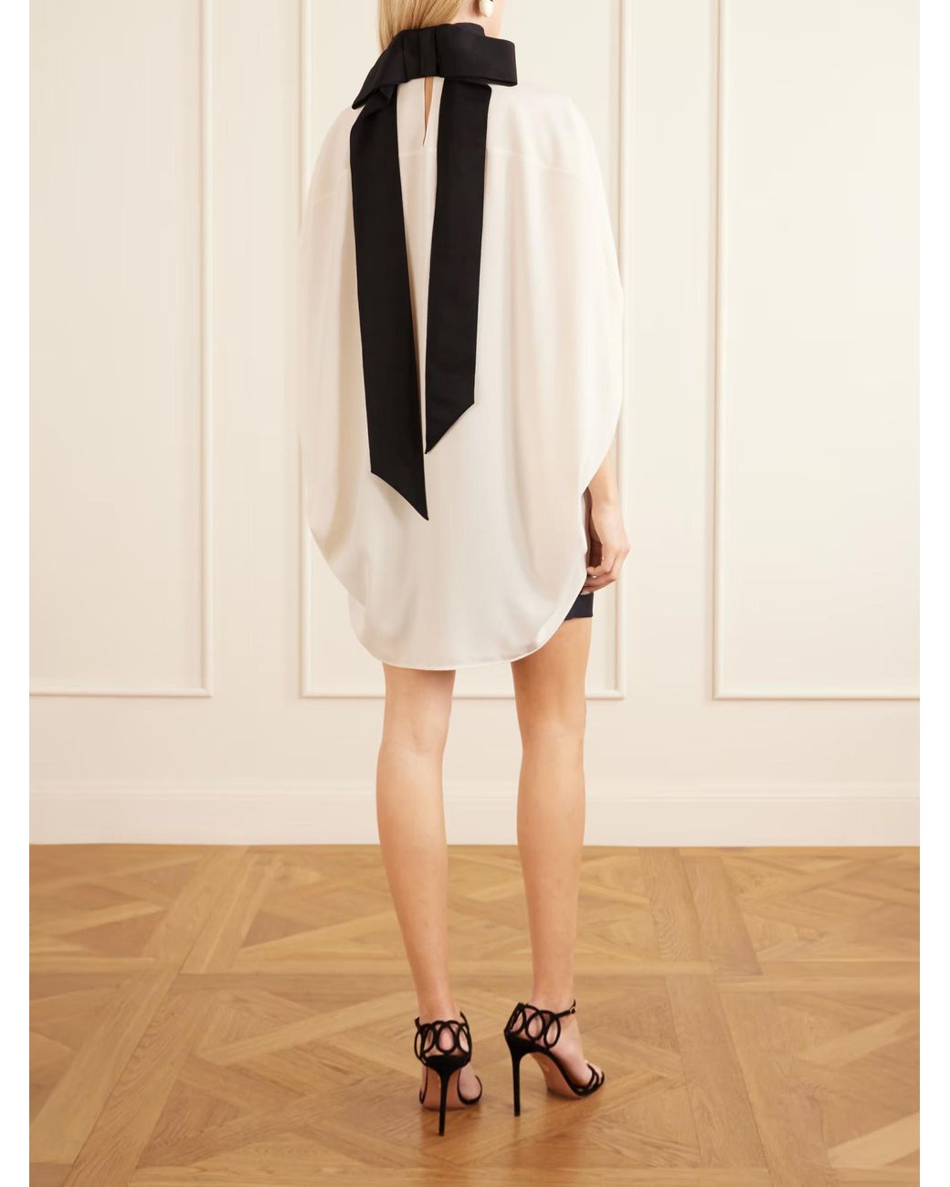 Lanvin White Bow-Decorated Crepe Backless Top