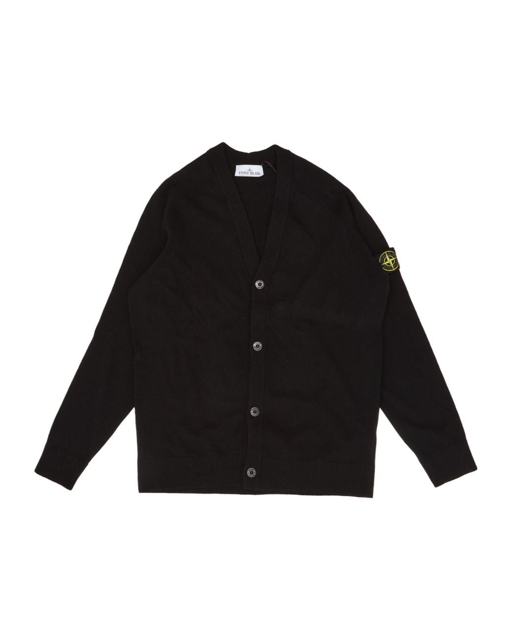 Stone Island Black V-Neck Button-Up Cardigan for men