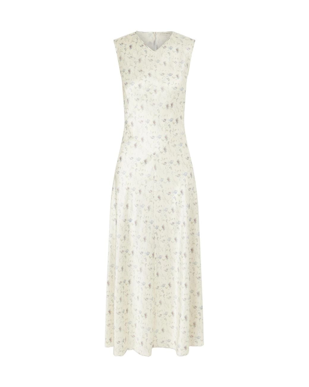 Doen White Floral-Print Silk-Satin Midi Dress