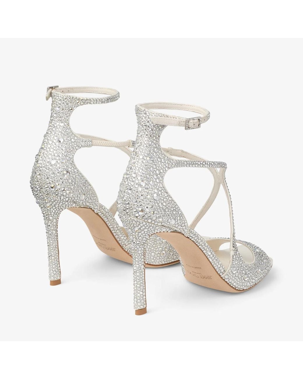 Jimmy Choo Metallic Ivory Satin Pumps With Crystal Embellishment