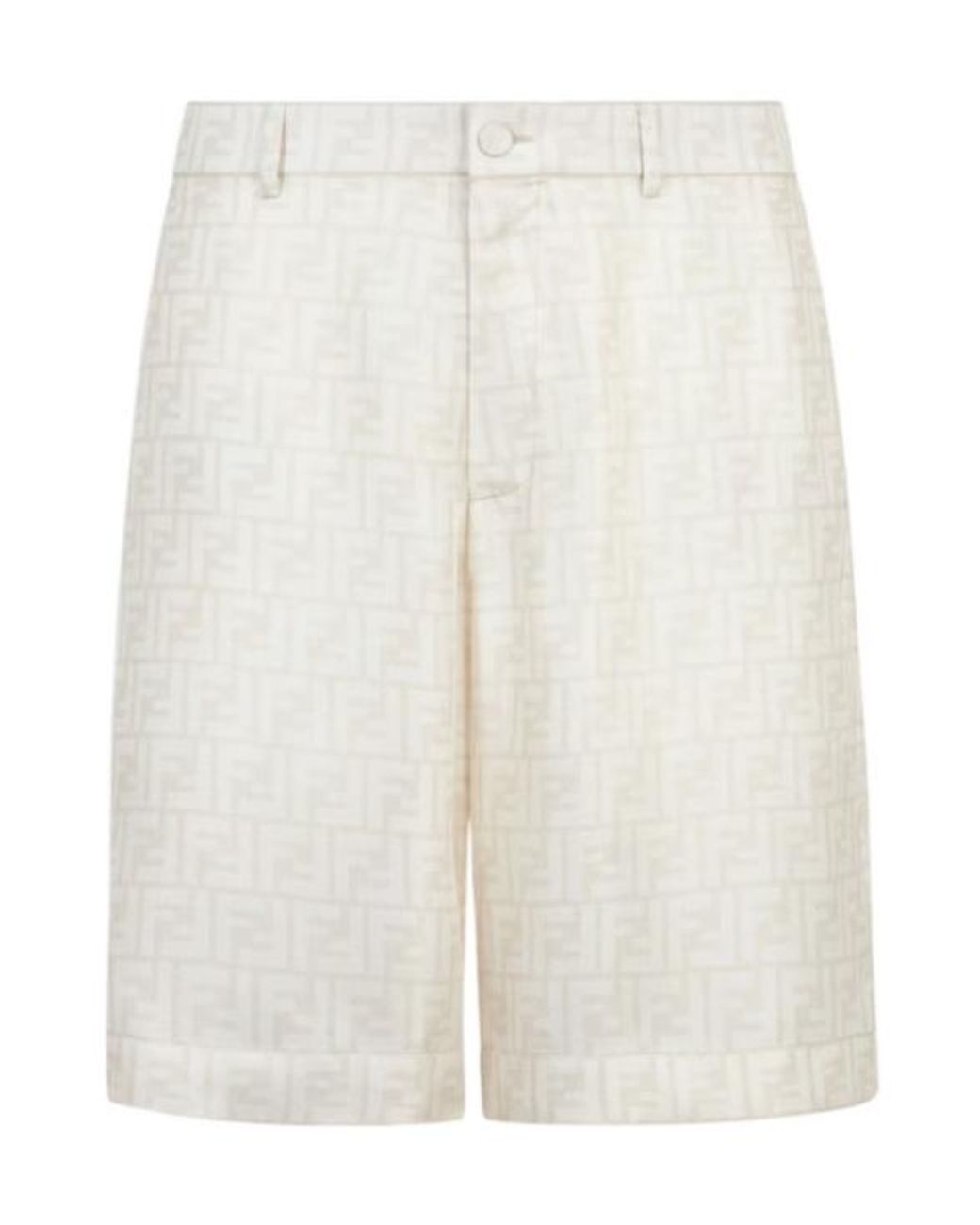 Fendi White Ff Jacquard Satin Shorts for men