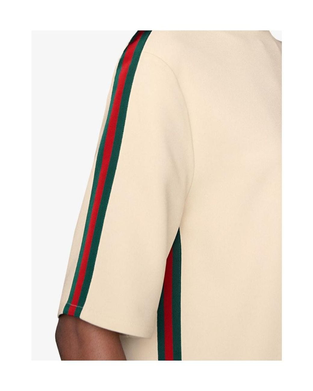 Gucci Natural Striped Round Neck Dress