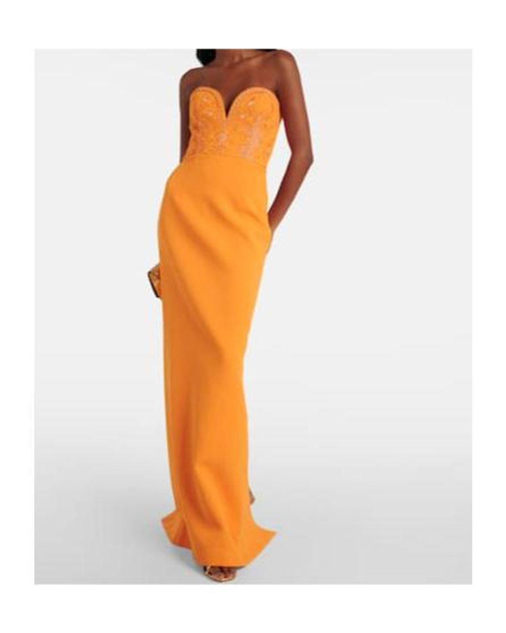 Rebecca Vallance Orange Sirene Strapless Corset Gown