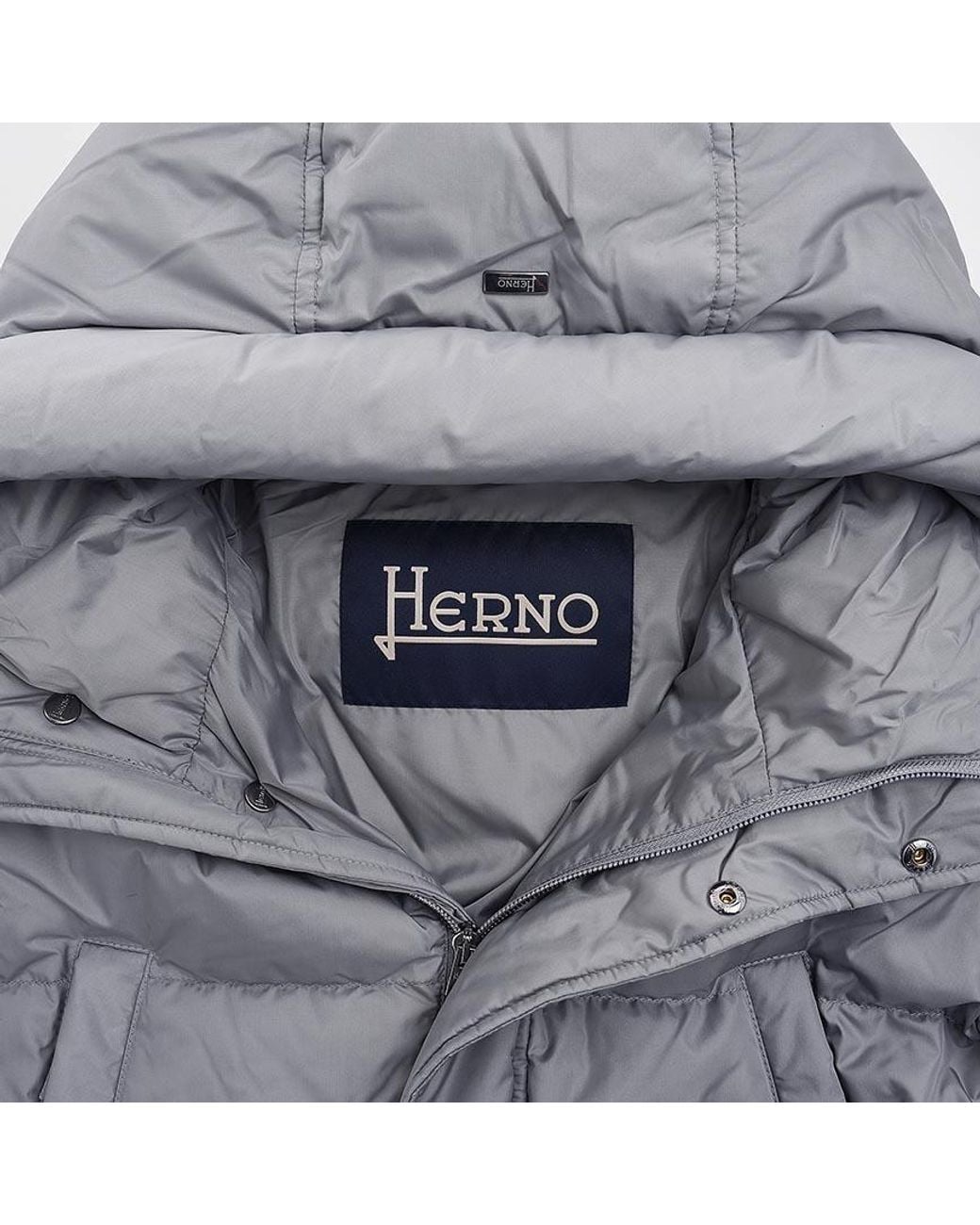 Herno Gray Long-Sleeved Down Jacket for men
