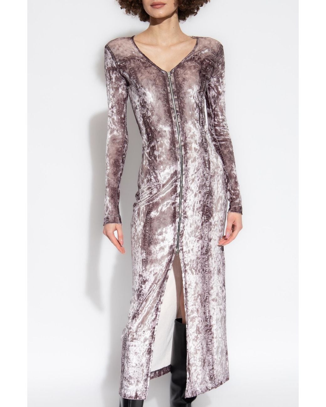 DIESEL Purple D-Martel V-Neck Midi Dress