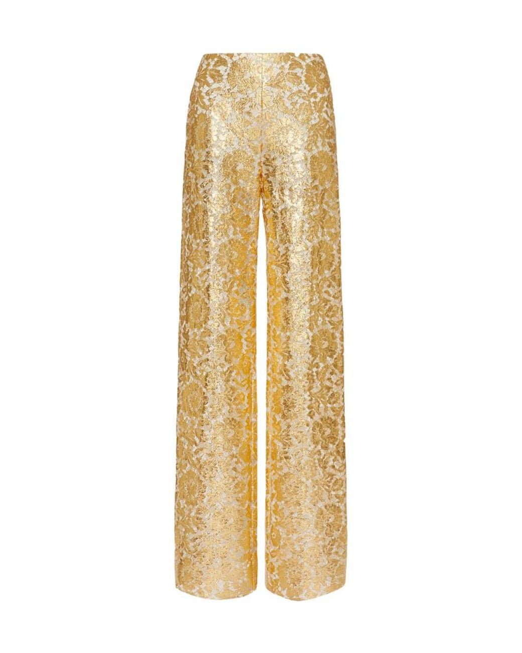 Valentino Metallic All-Over Patterned Straight Leg Trousers